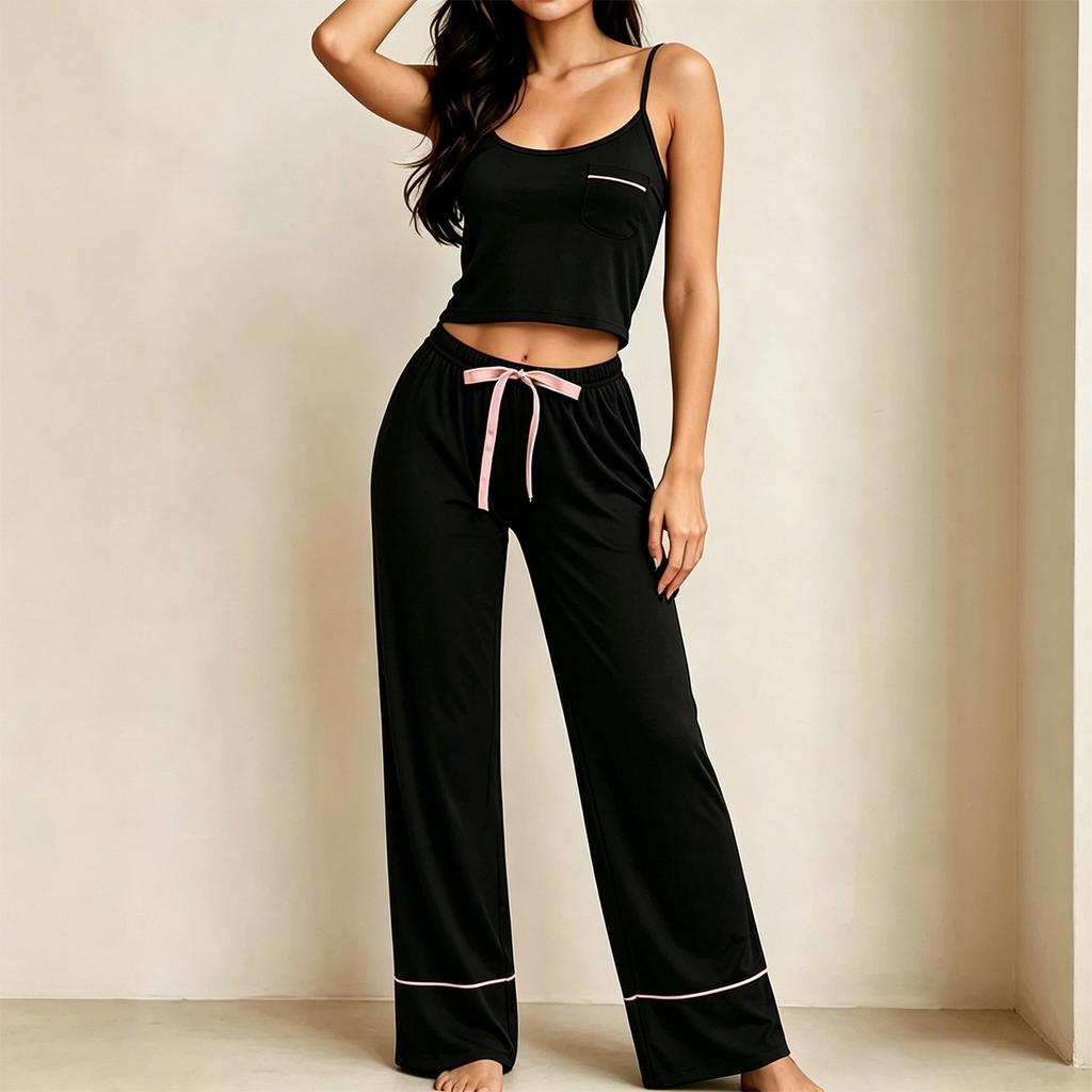 European and American Suspender Pajamas Women's Summer Sexy Vest Trousers Two-piece Suit Women's Loungewear Pajamas