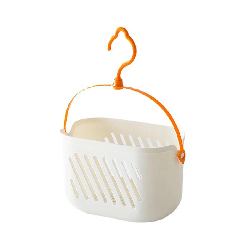 1pc Hanging Shower Toiletry Bath Kitchen Baskets Tub Corner Organizer Dorm Tote Hooks Rack Hangable Storage Basket with Hook