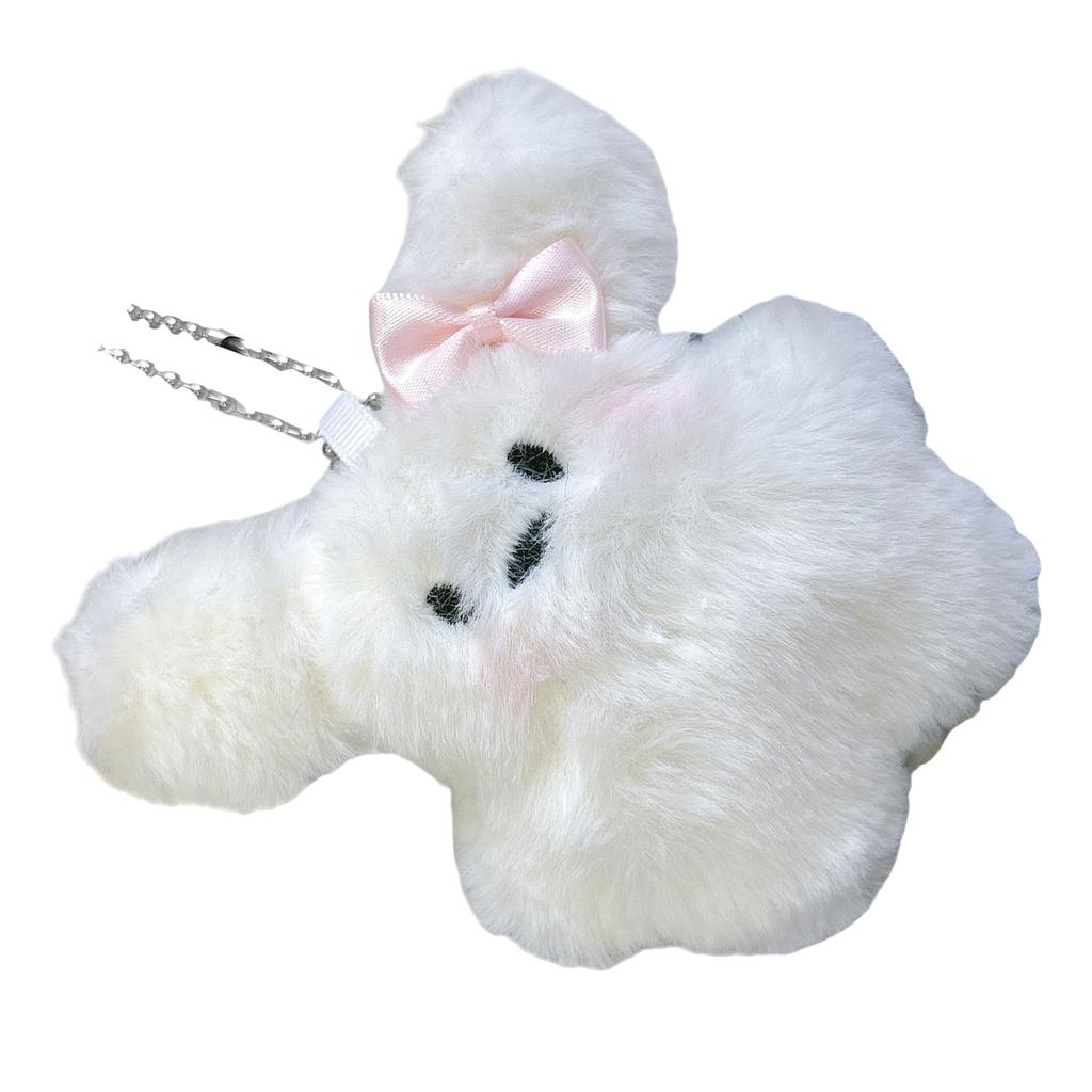 Plush Animal Keychain with Bowknot Soft Keyring Bag Pendant Handbags Decoration Charm for Women Fashion Accessory