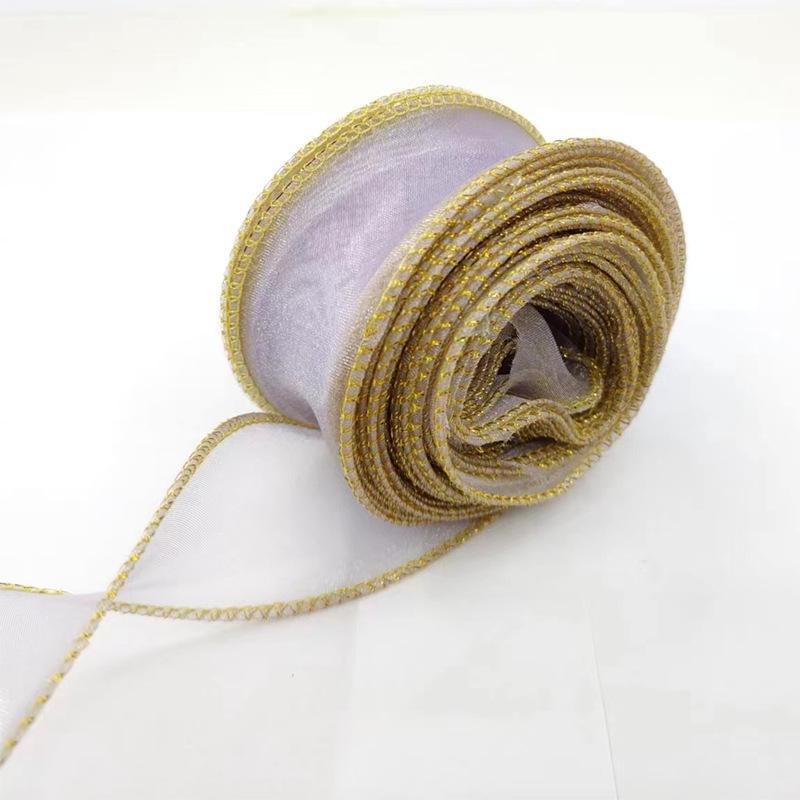 1 Roll Diy Bow Bouquet Voile Ribbons 4X900Cm Fishtail Organza Ribbon Reflective Iridescent Wavy Edge Ribbon For Gift Wrapping