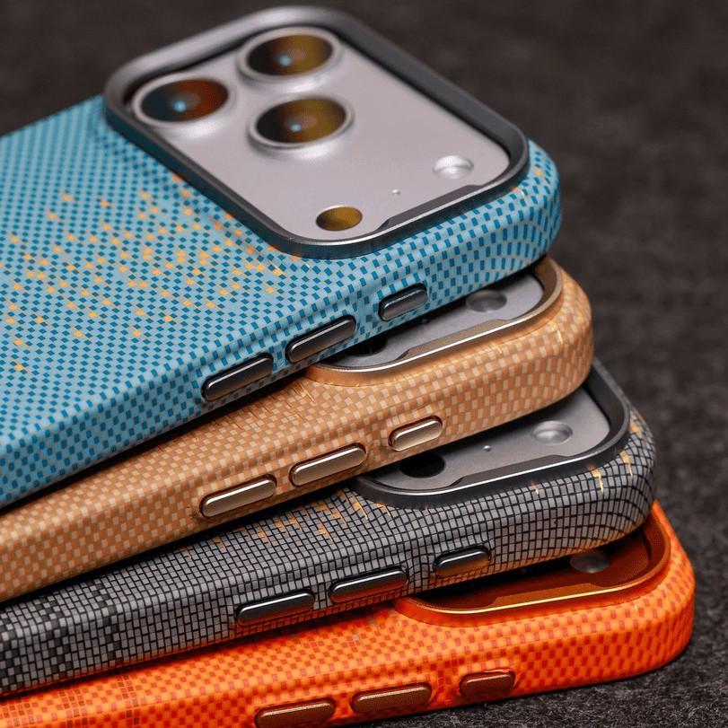 Floating light wave for iPhone17PROMAX embossed Kevlar magnetic mobile phone case Apple 16 premium sense