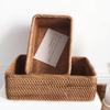 Hand-Woven Rectangular Rattan Wicker Basket Fruit Tea Snack Bread Picnic Cosmetic Storage Box Kitchen Supplies Household Tools