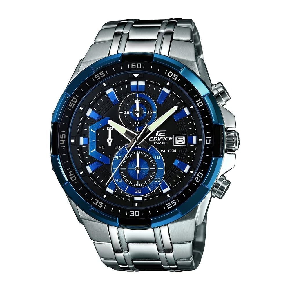 

Casio Edifice Quartz Men s Watch EFR-539D-1A2V Black Blue Stainless Steel 100m Water Resistant