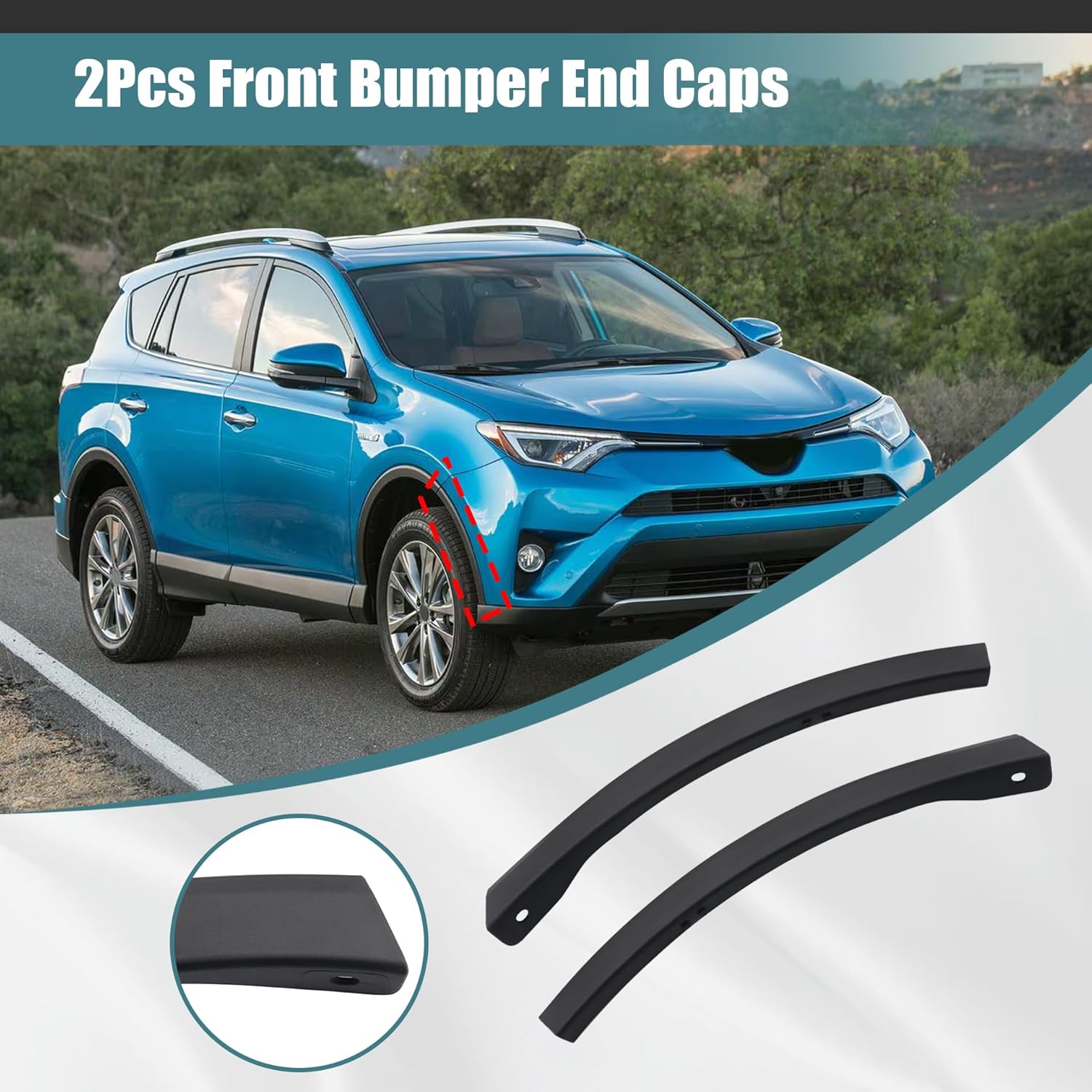 GXARTS 2Pcs Front Bumper End Caps 521130R050 521120R050 Compatible With Toyota RAV4 2016 2017 2018 TO1290108 TO1291108 Bumper Right and Left Wheel