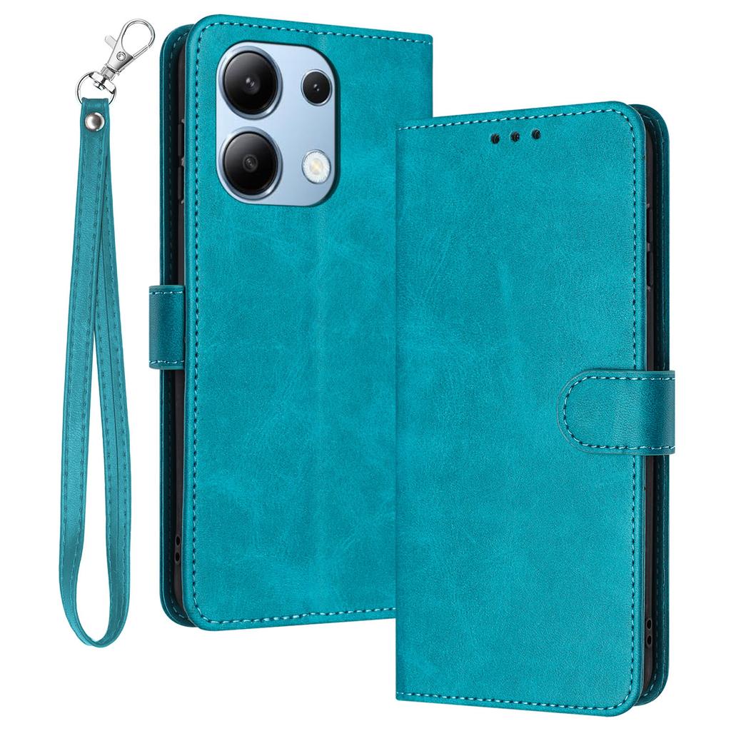Coque de Téléphone Portable pour Xiaomi Redmi Note 13 4G Housse en Cuir Texture Veau avec Lanière