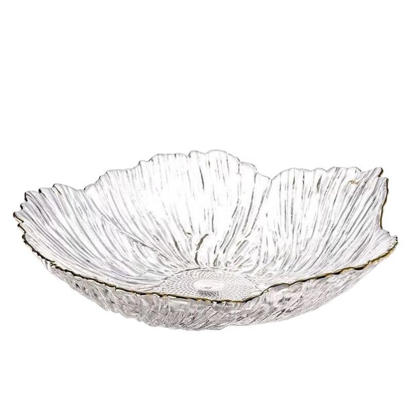ZISIZ Gold-Rimmed Petal Glass Serving Plate Set