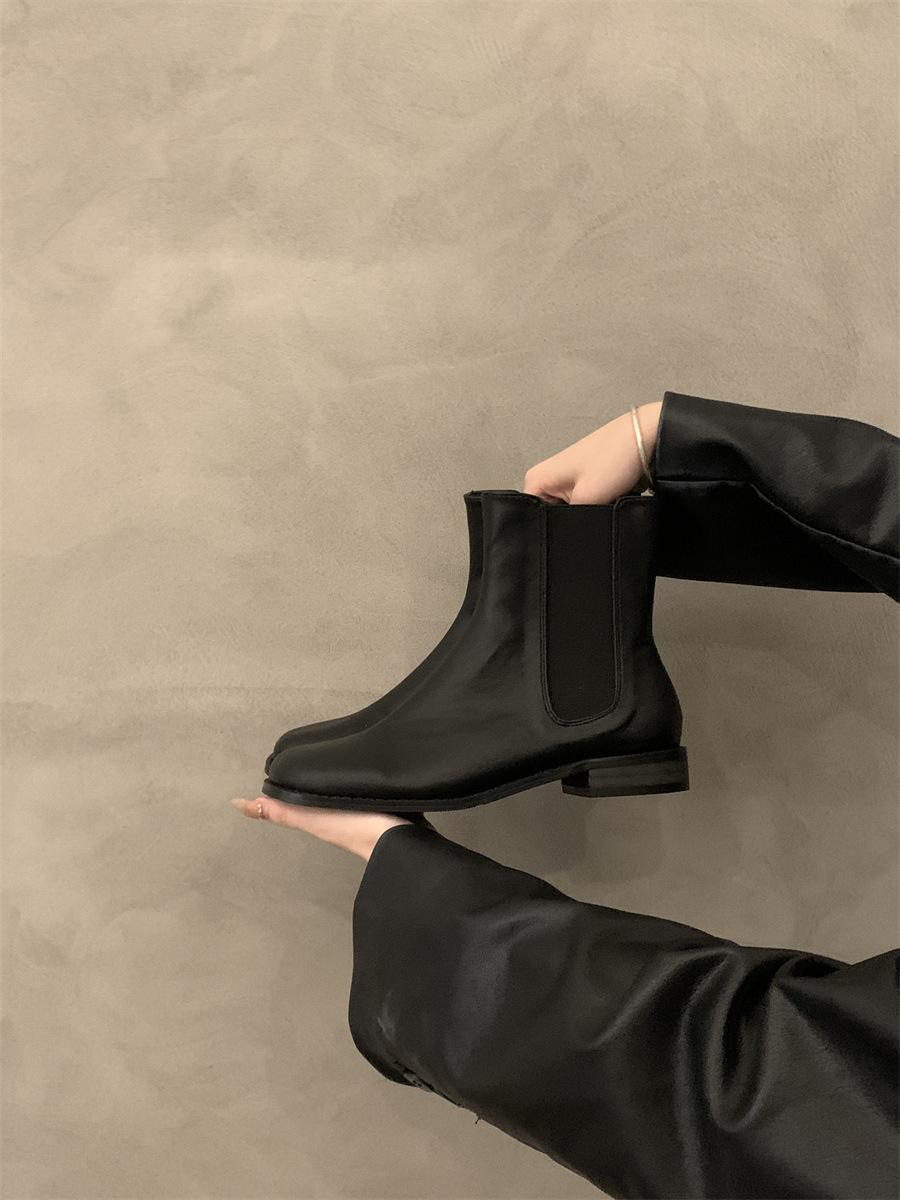 

Замшевые тонкие ботинки на плоской подошве, женская обувь 2025, новинка весна-осень-зима, ретро-ботинки, короткие ботильоны, ботинки Martin 39