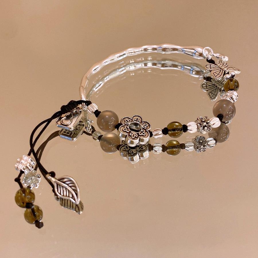 Crystal Butterfly Beaded Bracelet Women's Light Luxury Girlfriend Gift Birthday Bracelet High Value Student Party Exquisite Jewelry
