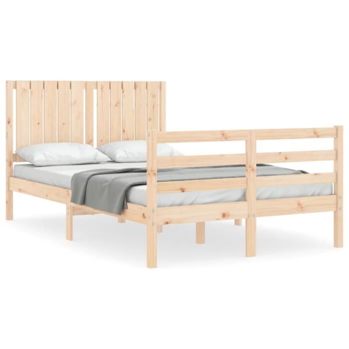 VidaXL Cadre de lit avec tête de lit 120x200 cm bois massif 3194761