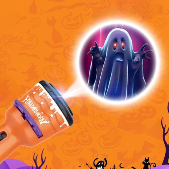 Halloween Projection Flashlight Portable 2-In-1 Projector Lamp Different Image Projection Toys Easy To Use Gift for Kids