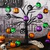 12 Pack Halloween Plastic Pumpkin Hanging Decorations, Face Balls for Party Home and Yard