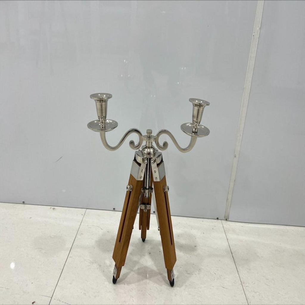 Table Lamp Candlestick Two-branched Candelabrum Candle Holder for Stand Wood And Metal Candles Fragrances