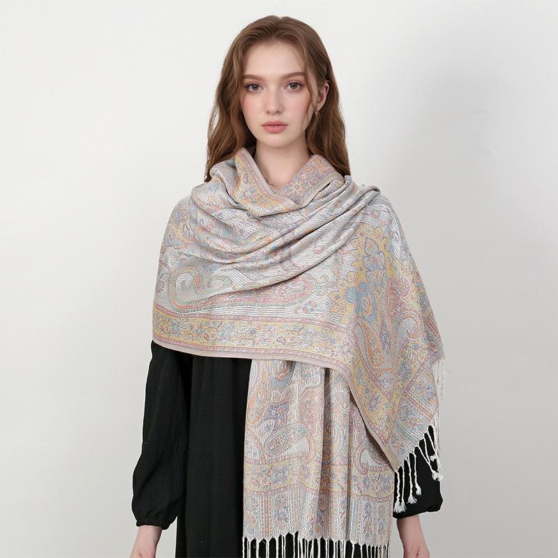 Autumn Cashmere Fringed Shawl Ladies Wrap Warm Autumn And Winter Scarf Design Print Women'S Jacquard