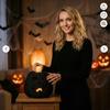with LED Candle Black Jack-O Lantern Resin Halloween Pumpkin Lantern  Halloween Decoration
