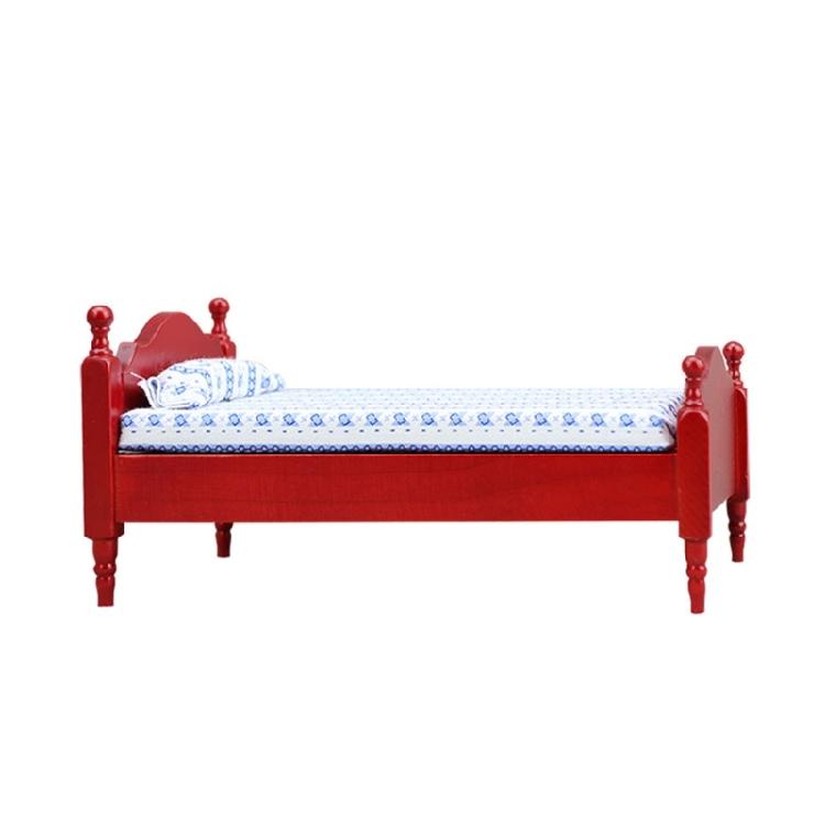 Conjunto de Cama Detalhado Incluindo Cama de Solteiro Realista com Estrutura de Madeira Entalhada