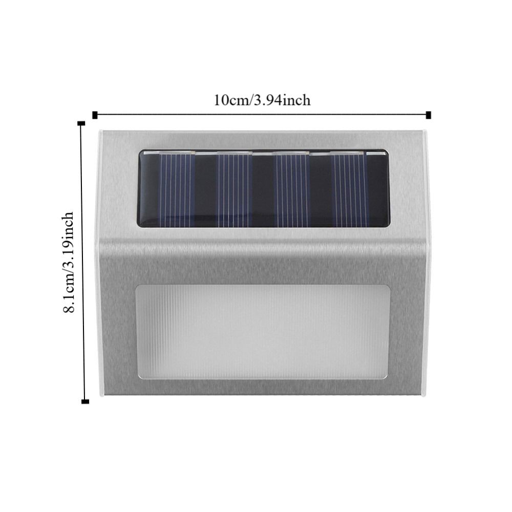 2Pcs White/Warm Light Stainless Steel Stair Lamp Energy Saving Solar Deck Lights  Fence Wall