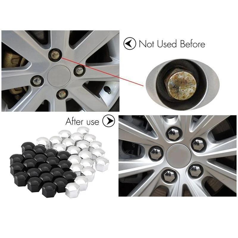 Capace șurub butuc auto 20 buc 17 mm Capace piulițe roată auto Șurub antirugină Jante Decor exterior Protecție specială soclu Rezistent la praf