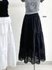 2026 Summer Elegant Women's A-line Skirt: Water-Soluble Lace, Crochet, Versatile Patchwork, Long, White