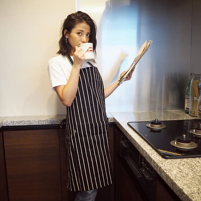Simple Apron PAUR Lora Striped Pocket Simple Apron N20502319F N205023 Stripe F [Shelly Mimi]