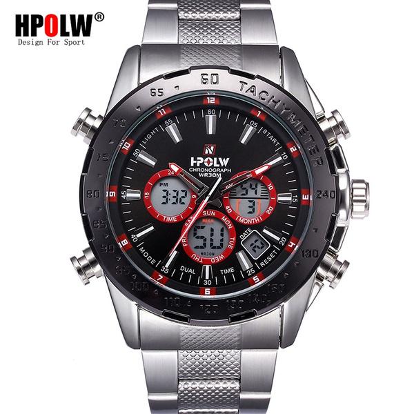 Buy HPOLW Watch Mens Date Day LED Display Luxury Sport  display picture 1