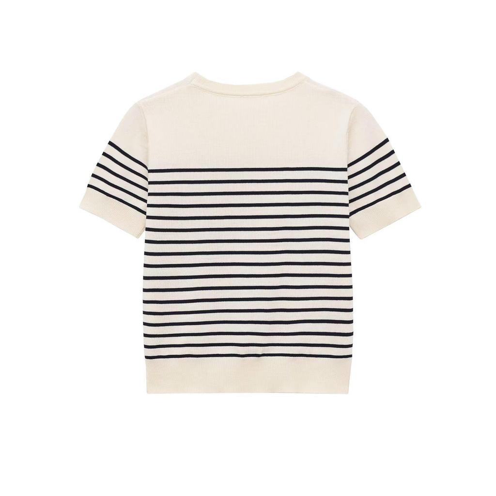 Spring 2026 European-American Style Women's Round Neck Striped Knitwear