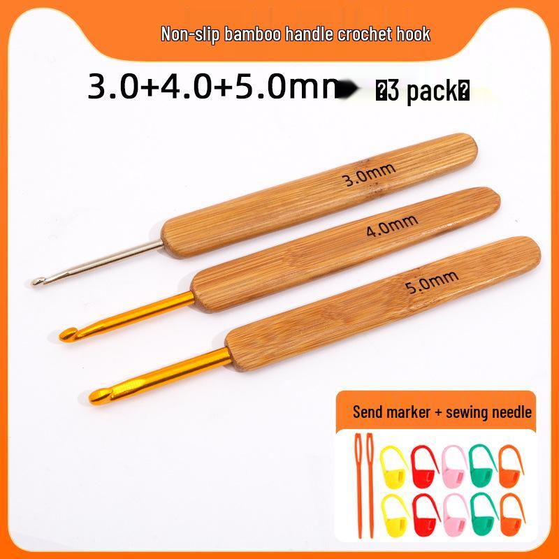 Carbonized Bamboo Crochet Yarn & Knitting Tool Set with Extra-Fine Old-Fashioned Bamboo Handle Set