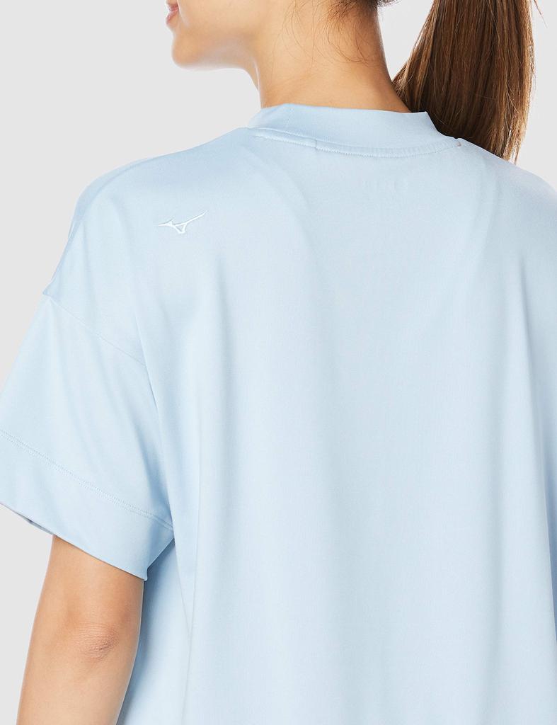 Mizuno Winter Sky Blue Stretch Short UV for Outdoor Travel and Size Small Women's T-Shirt (B2MA1215), Quick-Drying Sleeves, Protection, Walking,