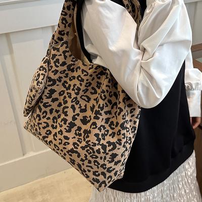 Bucket Handbag Bag, Foreign Style Versatile Vest Bag, Fashionable Leopard Print Tote Bag