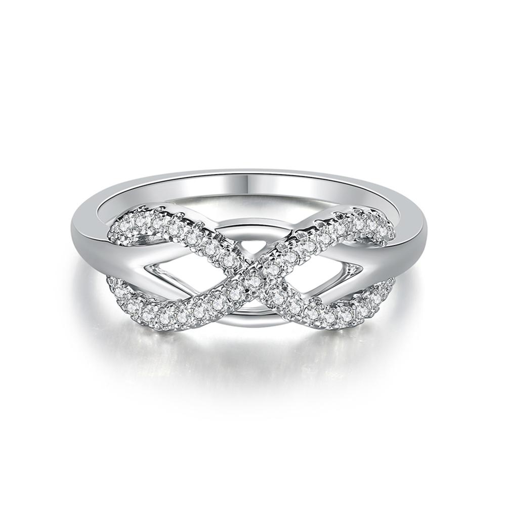 Romantic Infinity Heart Love Rings For Women Wedding Engagement Couple Rings Crystal Zircon Accessories Fashion Jewelry DZR026