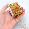 1M Stainless Steel Round Crystal Beaded Chains Gold Color Link Chain for DIY Boho Necklace Bracelet Chain Jewelry Making Materia