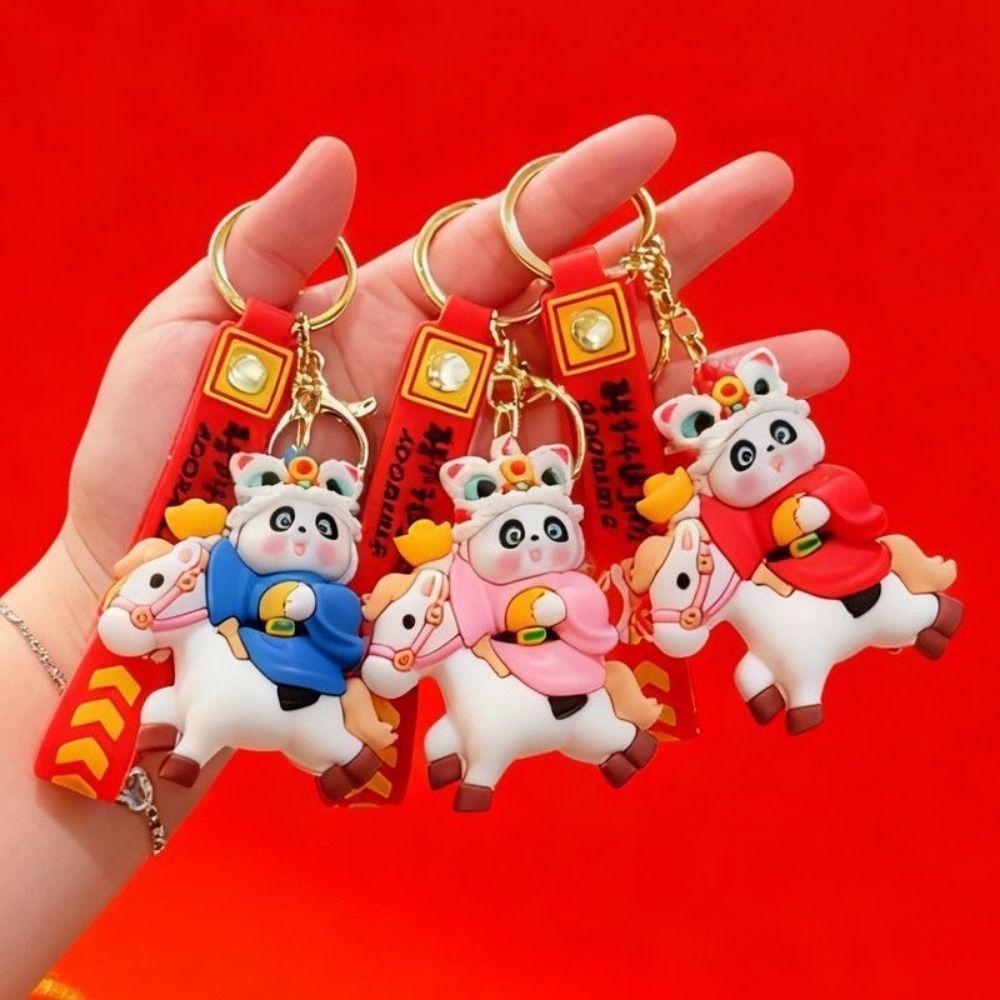 Chinese Style Panda Keychain Pendant Traditional Cartoon Horse Bag Pendant Pony Pendant Gift