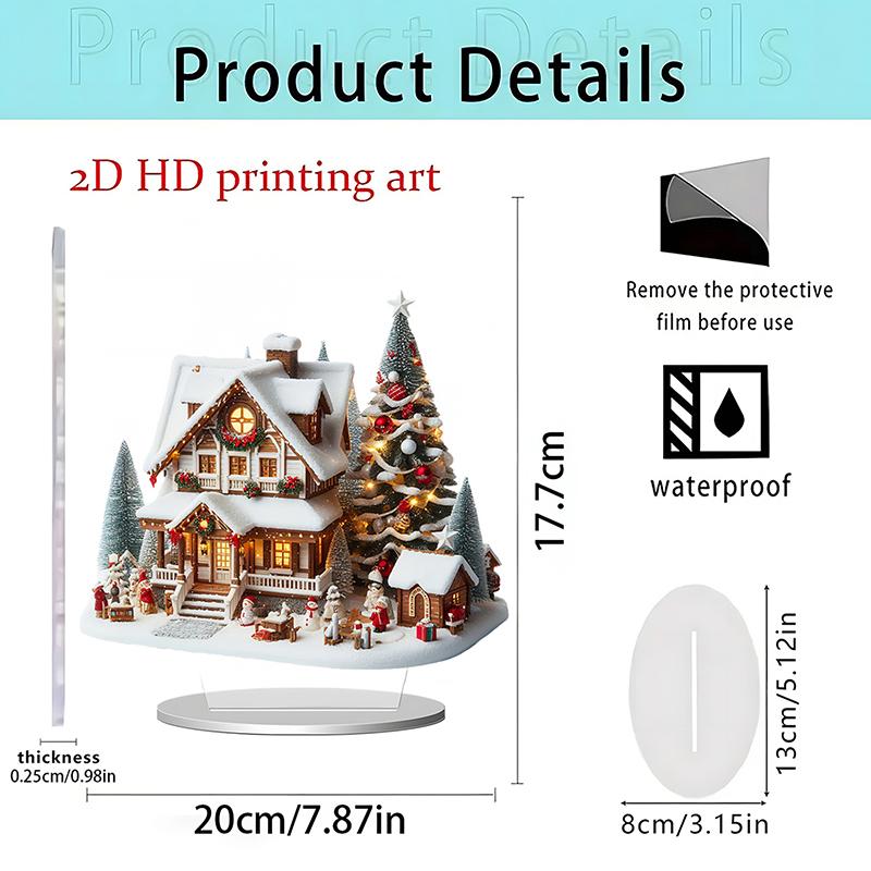 Christmas Reindeer Sleigh Santa Figurine 2D Acrylic Christmas Santa Claus On Sleigh With Reindeers Decorations Holiday Santa