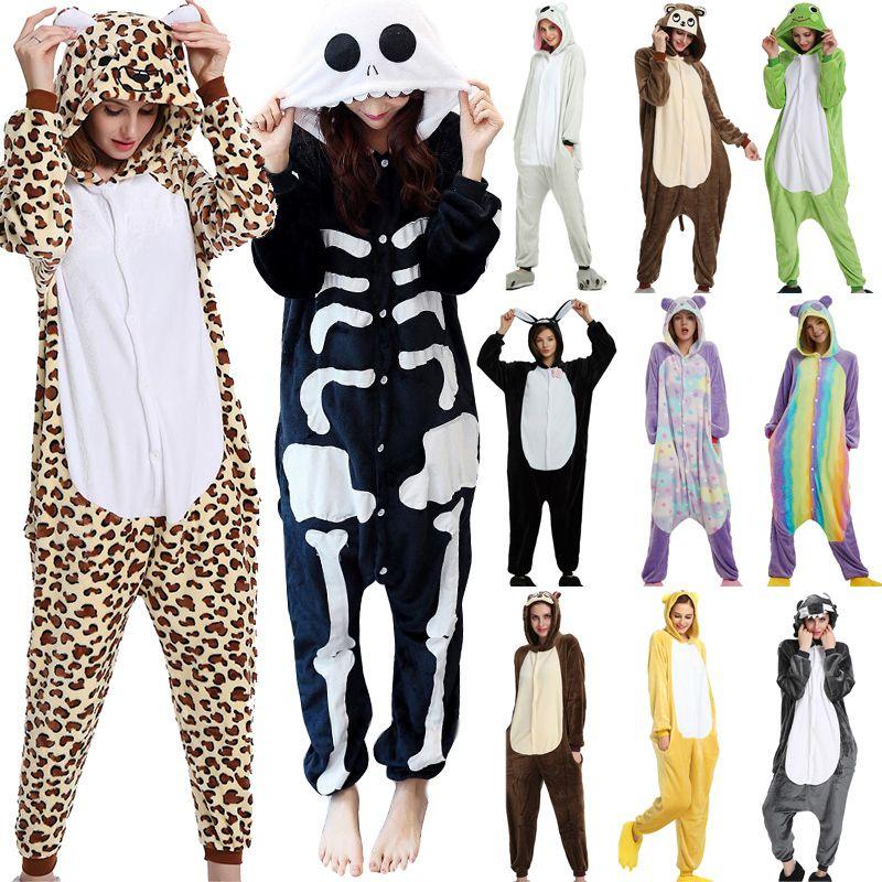 Gemütlicher Unisex Erwachsenen Tier Flanell Onsie Kostüm Pyjama mit Seitentaschen