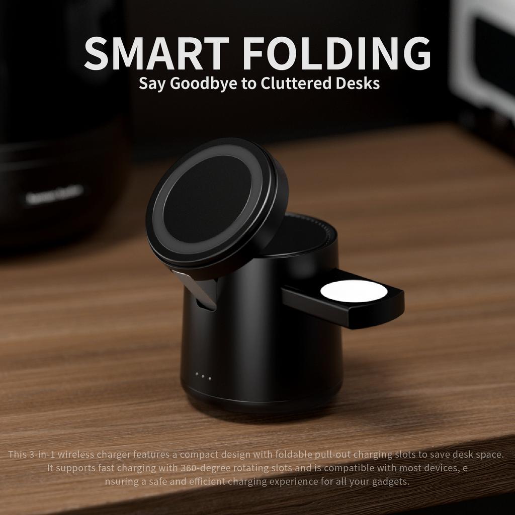 3 w 1 składana magnetyczna ładowarka bezprzewodowa 3 stacje dokujące szybka ładowarka stojak do iPhone'a 16 15 14 13 Pro Max iWatch AirPods