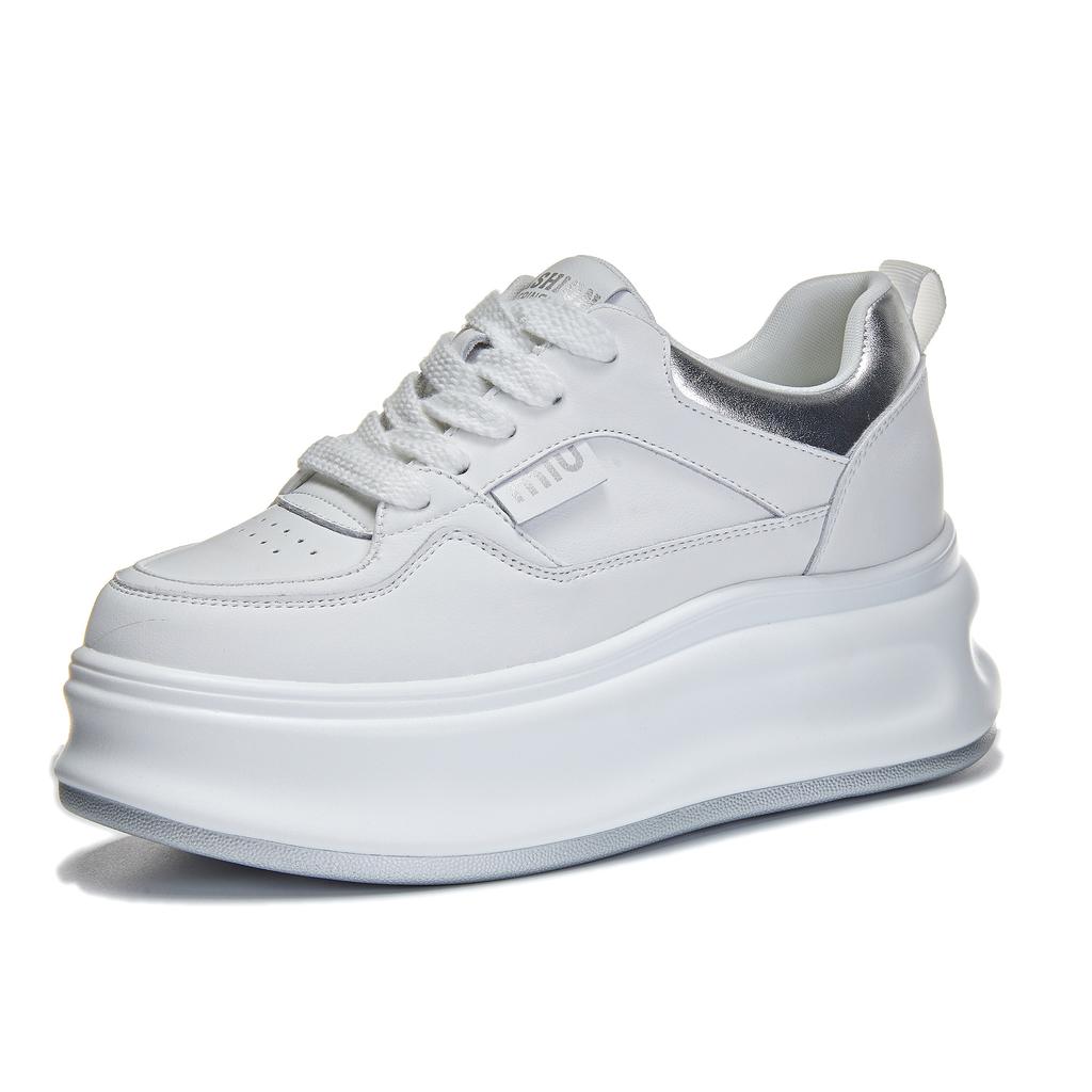 Spring and summer new leather casual women's inner heightening platform slimming single shoes versatile muffin board shoes women