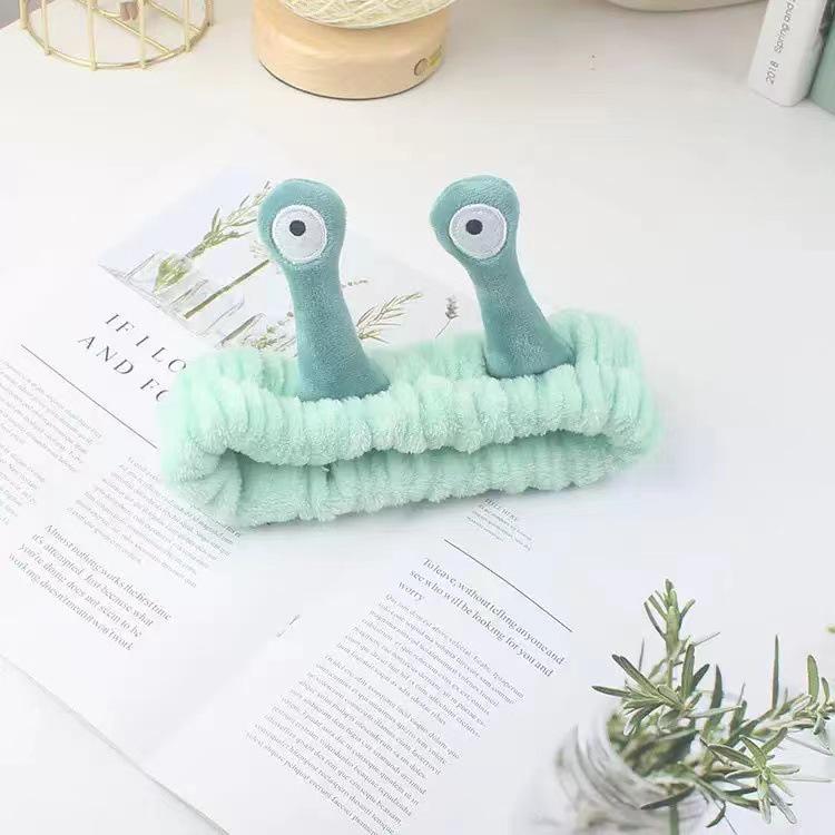 Snail Plush Alien Eye Headband & Hair Tie for Makeup and Face Wash