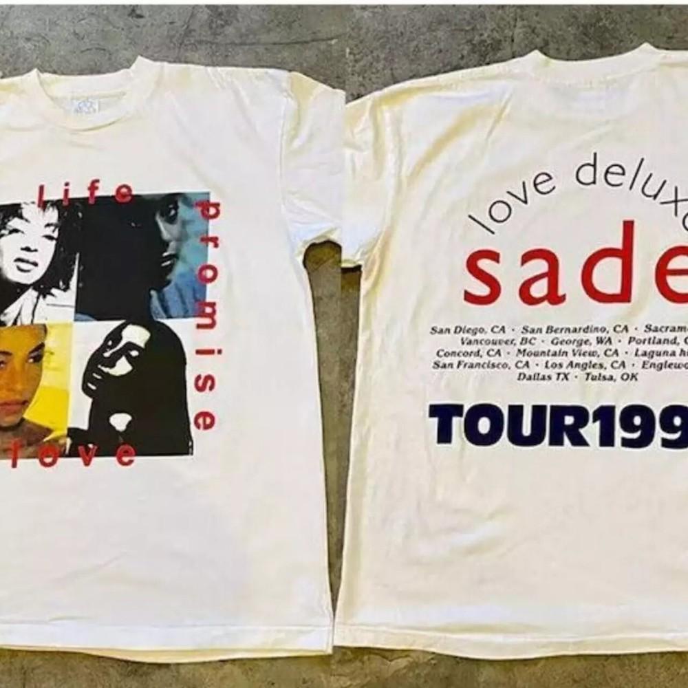 Sade Love Deluxe Tour 1993 2 Side Vtg 90s Sade Album White Unisex T-shirt S-5XL Unisex T-Shirt L
