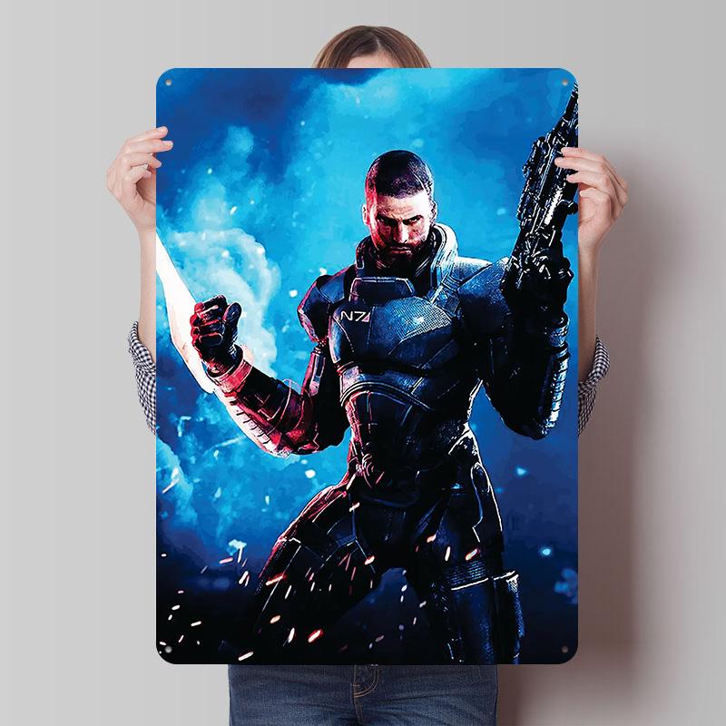 Mass Effect Poster Customized Vintage Metal Signs Wall Art Retro Tin Plaque for Modern Home Decoration Luxury Room Decorations