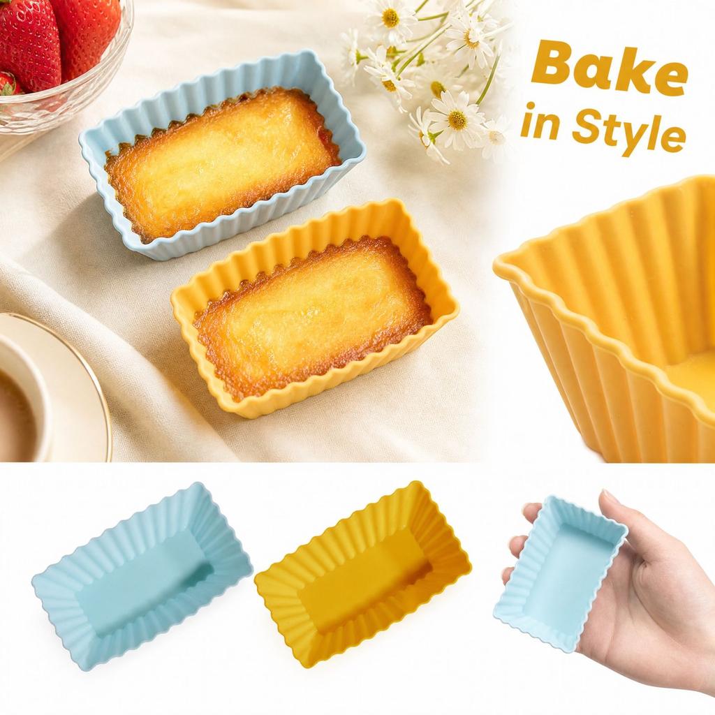 Striped Rectangular Muffin Cups for Baking Cakes, Puddings and Custards, Heat for Oven Baking
