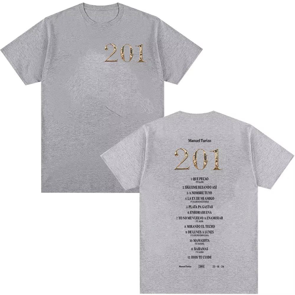 Rapper Manuel Turizo 201 New Album Graphic T Shirt Men's Women Fashion Harajuku T-Shirts Vintage Oversized Cotton Tee Streetwear