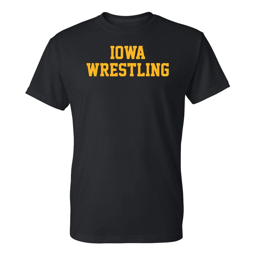 Iowa Hawkeyes Block Iowa Wrestling T-Shirt - Black