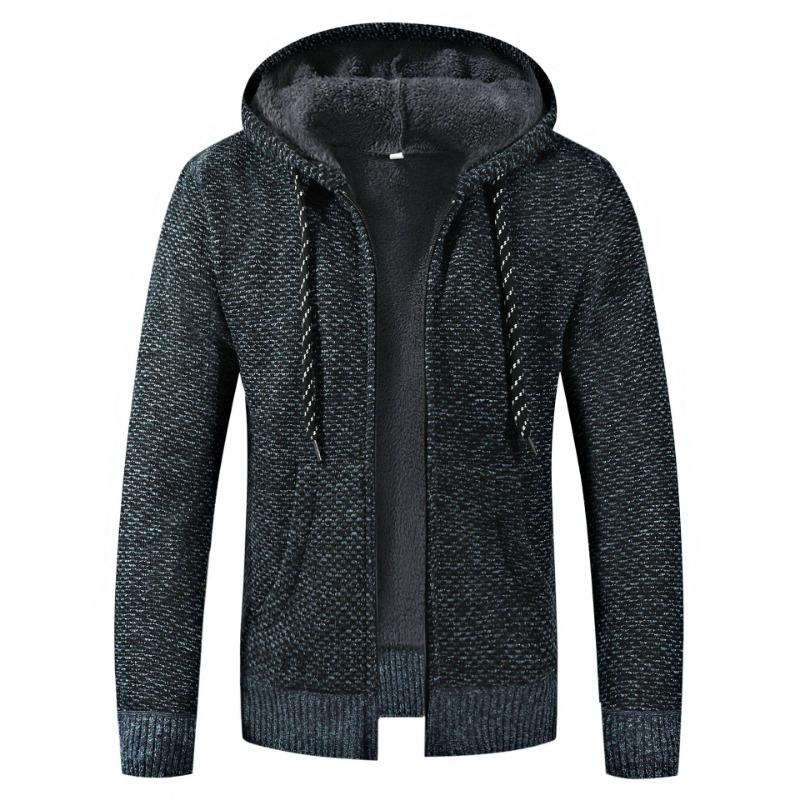 Herren Pullover Jacke Mode Wintermantel Fleece Kapuzenpullover Hohe Qualität Luxus Kariert Kapuzenstrickjacke Männliche Oberbekleidung