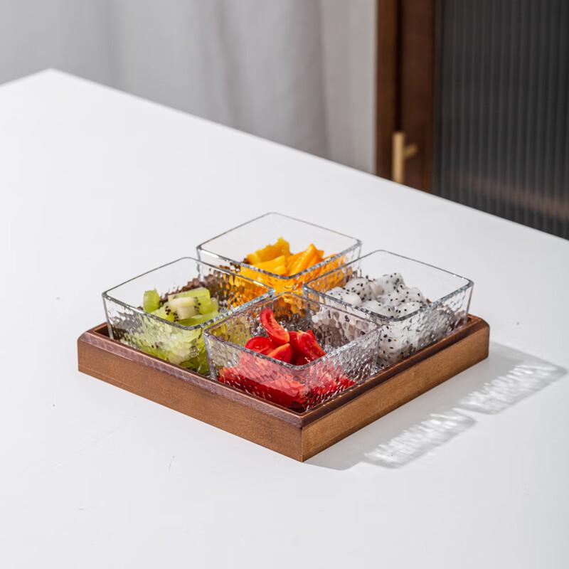Hammered Glass Snack Serving Set