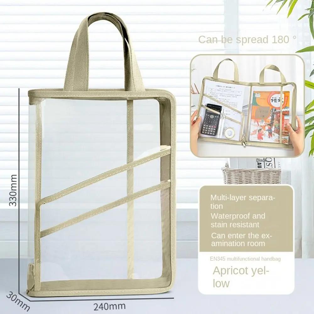 Transparent Document Bag Stationery Storage Folder File Mesh Zipper Pouch Zip File Folders School Office Supplies Stationary