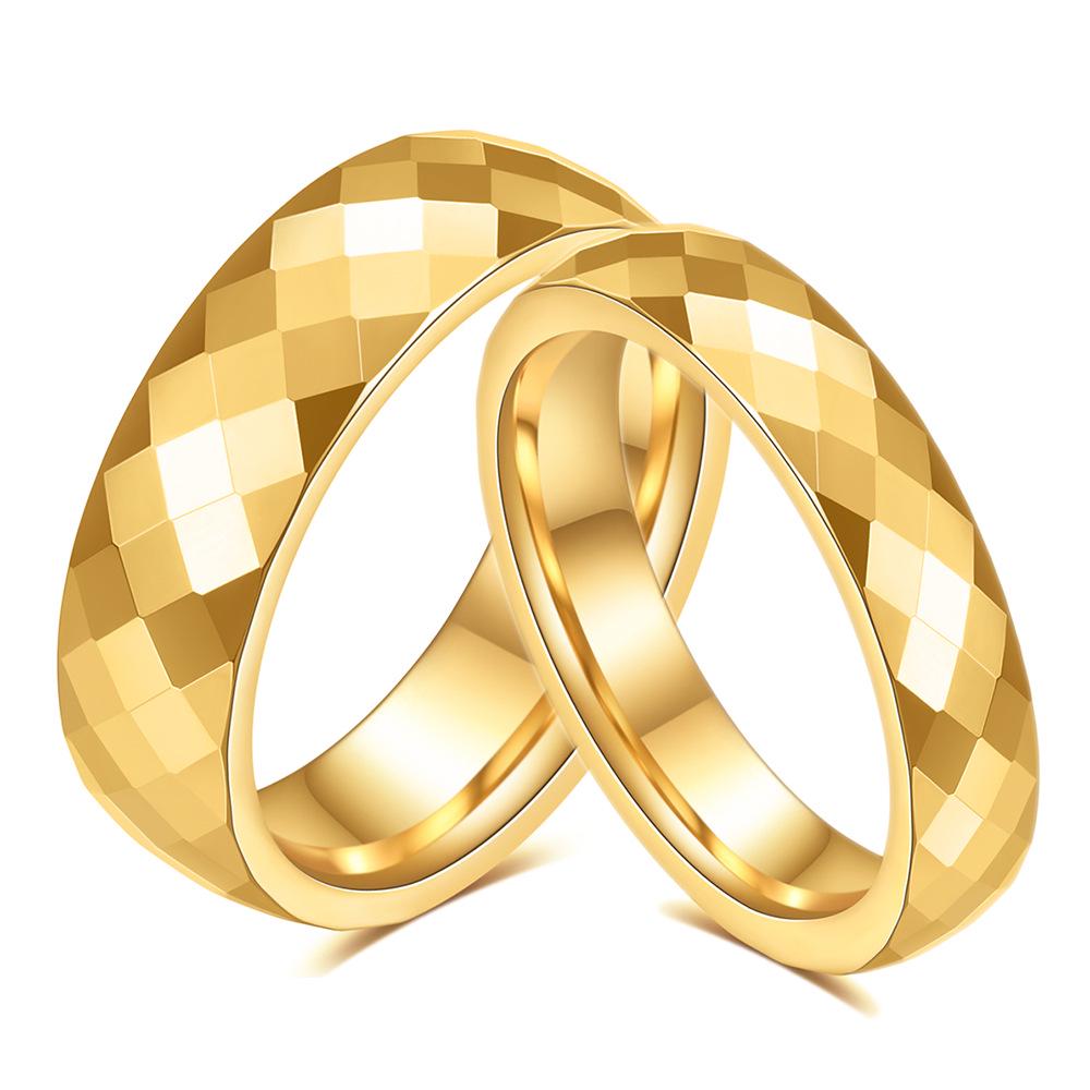 

European American Ins New Tungsten Steel 4MM 6MM Faceted Polygon Rhombus Couple Rings Size 9