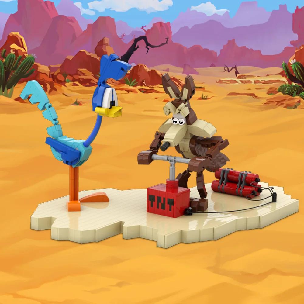 MOC-214247 Roadrunner and Wile E Coyote Building Blocks Model US Anime YOSEMITE SAM Figure Bricks Assembly Toys Kids DIY Gifts