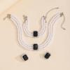 Imitation pearl necklace set jewelry exaggerated light luxury gemstone collarbone chain retro ring bracelet
