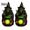 Figuritas Decorativas Detalladas Bruja de Halloween Caldero Lámpara, Adorno de Estatua de Resina, Luz de Mesa Única Espeluznante para Decoración de Escritorio