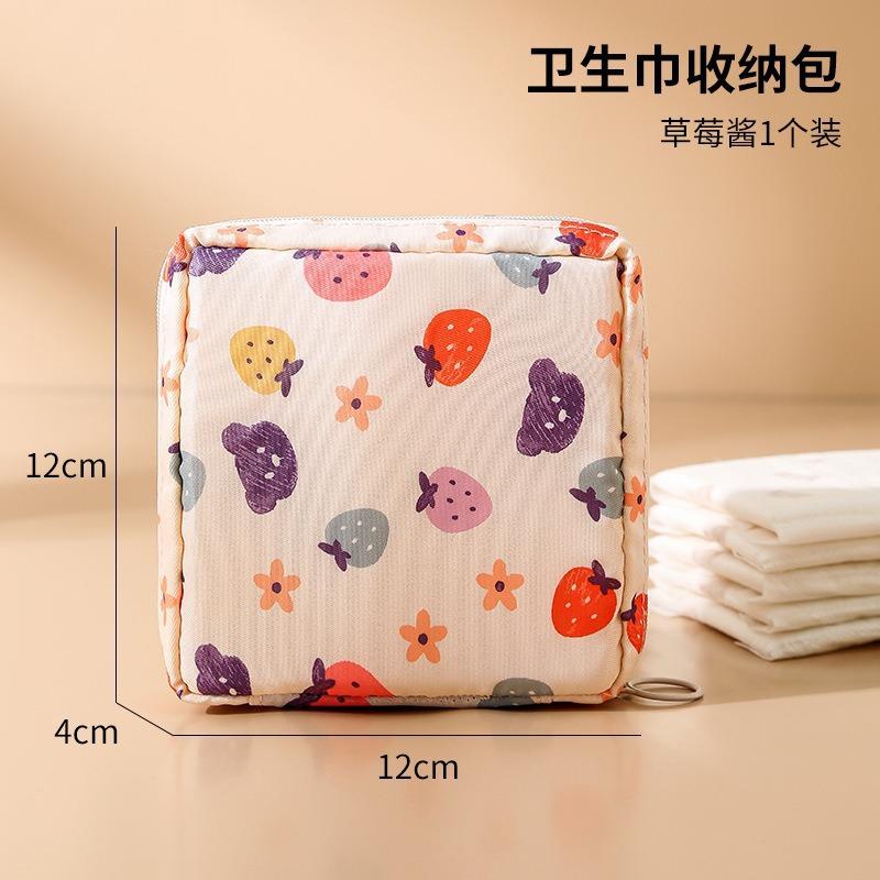 Cartoon Girl's Sanitary Napkin Storage Bag Large Capacity Multi-functional Menstrual Period Bag For Students Hygienic Cotton
