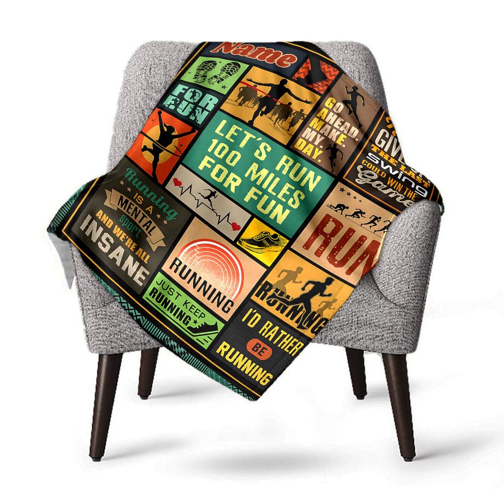 Running Motivation Home Customize Your Name Blanket Comfortable Soft Lightweight Allseason Multipurpose Blanket For Picnics Sofas Offices Beds Living